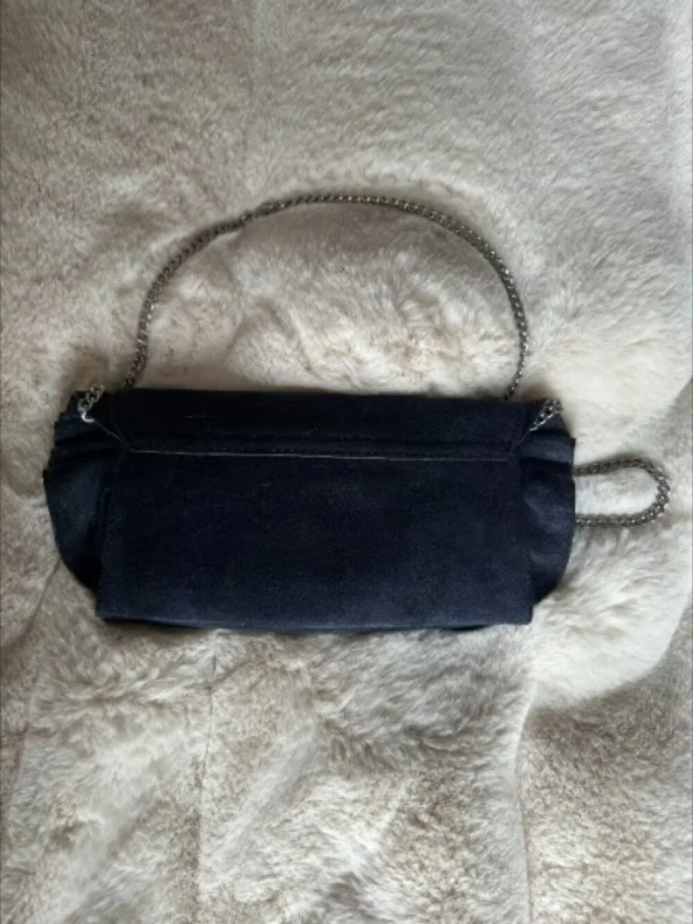 Loeffler Randall Navy Blue Tab Suede Clutch